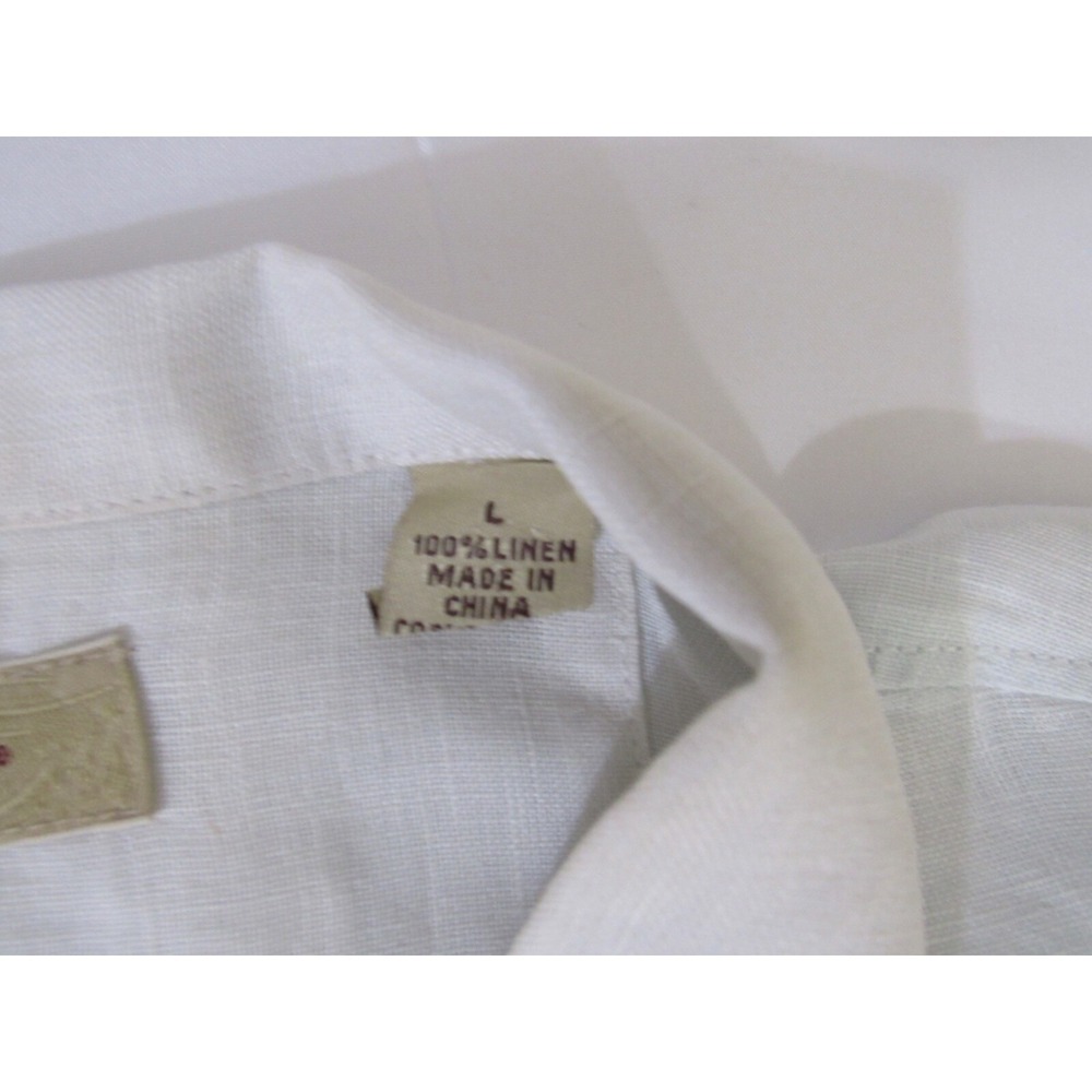 Tommy Bahama Special Reserve 100% Linen Shirt Embroidered Back Palm Cruise Sz L - Picture 12 of 16